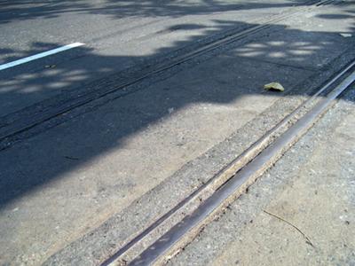 Tram car tracks in Charoen Krung Road