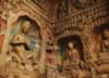 View of Buddhist carvings in one of the Yungang Grottoes